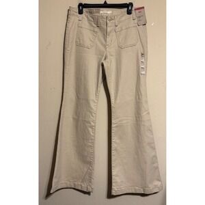 Levi's Superlow‎ Flare Jeans Khaki Beige Pants Women 31x32 Wide Leg Stretch NEW